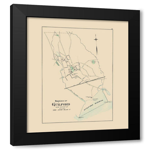 Guilford Connecticut - Hurd 1893 Black Modern Wood Framed Art Print by Hurd