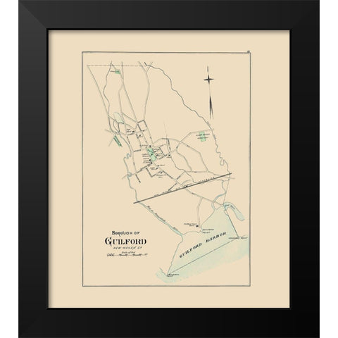 Guilford Connecticut - Hurd 1893 Black Modern Wood Framed Art Print by Hurd