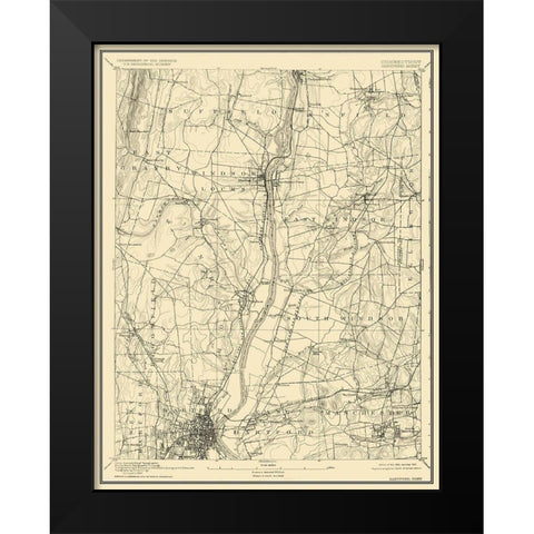Hartford Connecticut Sheet - USGS 1892 Black Modern Wood Framed Art Print by USGS