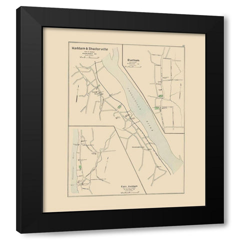 Haddam, Shailorville Connecticut - Hurd 1893 Black Modern Wood Framed Art Print by Hurd