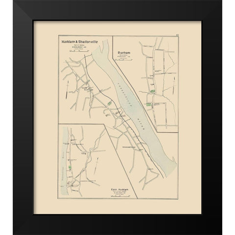 Haddam, Shailorville Connecticut - Hurd 1893 Black Modern Wood Framed Art Print by Hurd