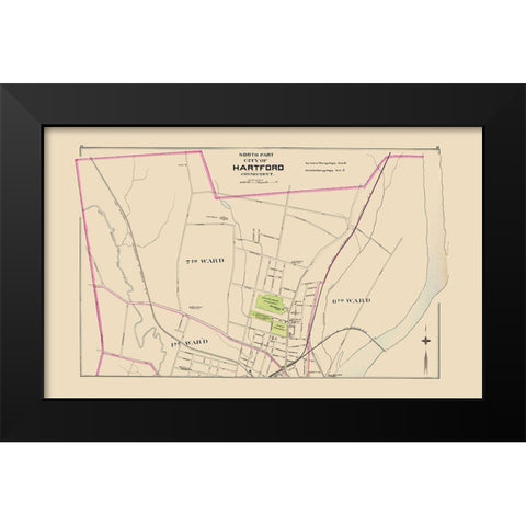 Hartford Connecticut North Part - Hurd 1893 Black Modern Wood Framed Art Print by Hurd