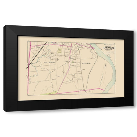 Hartford Connecticut South Part - Hurd 1893 Black Modern Wood Framed Art Print by Hurd