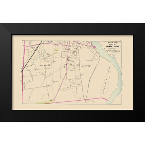 Hartford Connecticut South Part - Hurd 1893 Black Modern Wood Framed Art Print by Hurd