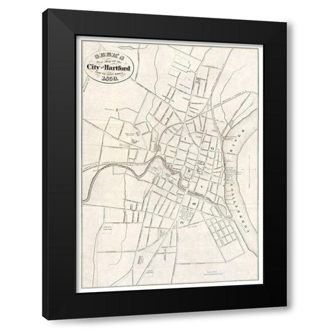 Hartford Connecticut - Geer 1859  Black Modern Wood Framed Art Print by Geer