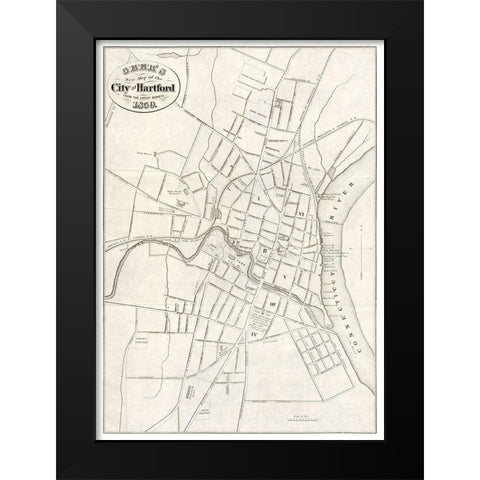 Hartford Connecticut - Geer 1859  Black Modern Wood Framed Art Print by Geer