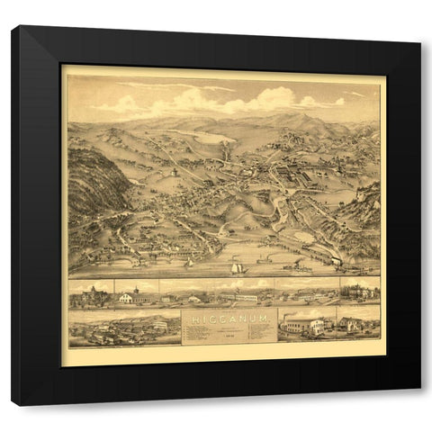 Higganum Connecticut - Bailey 1881  Black Modern Wood Framed Art Print with Double Matting by Bailey