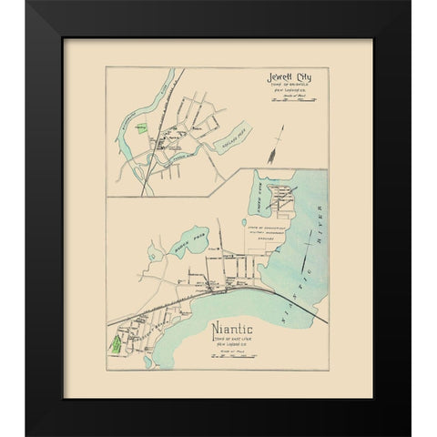 Jewett City, Niantic Connecticut - Hurd 1893 Black Modern Wood Framed Art Print by Hurd