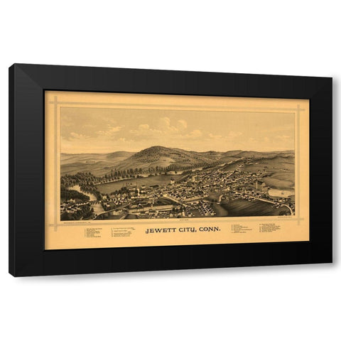 Jewett City Connecticut - Burleigh 1889  Black Modern Wood Framed Art Print with Double Matting by Burleigh