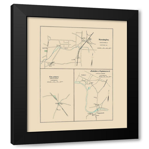 Kensington Connecticut - Hurd 1893 Black Modern Wood Framed Art Print by Hurd