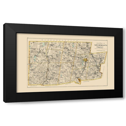 Lithchfield Connecticut - Hurd 1893 Black Modern Wood Framed Art Print with Double Matting by Hurd