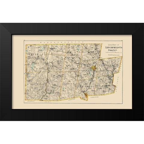Lithchfield Connecticut - Hurd 1893 Black Modern Wood Framed Art Print by Hurd