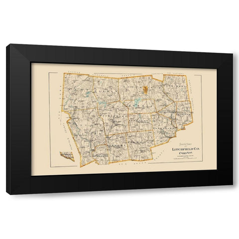 Litchfield Connecticut - Hurd 1893 Black Modern Wood Framed Art Print by Hurd