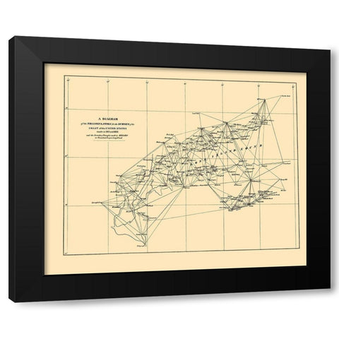 Long Island Sound Triangulation - USCS 1834 Black Modern Wood Framed Art Print by USCS