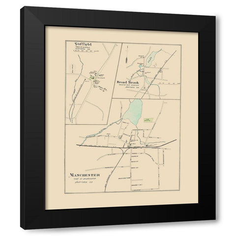 Manchester Connecticut - Hurd 1893 Black Modern Wood Framed Art Print with Double Matting by Hurd