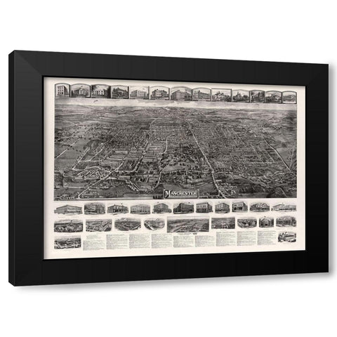 Manchester Connecticut - Bailey 1914  Black Modern Wood Framed Art Print by Bailey
