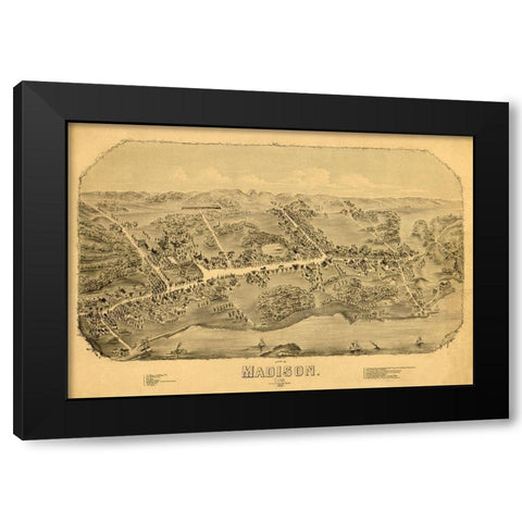 Madison Connecticut - Bailey 1881  Black Modern Wood Framed Art Print by Bailey