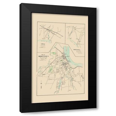 Middleton Connecticut - Hurd 1893 Black Modern Wood Framed Art Print with Double Matting by Hurd