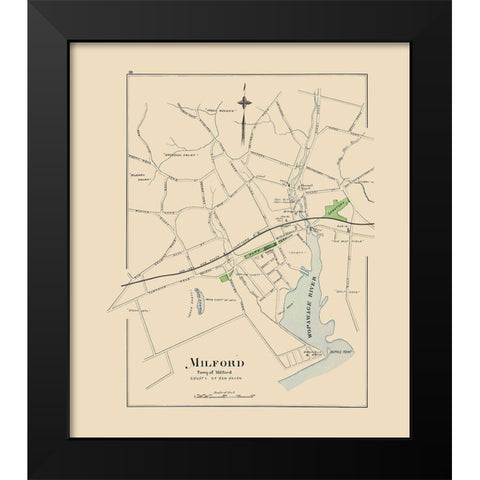 Milford Connecticut - Hurd 1893 Black Modern Wood Framed Art Print by Hurd