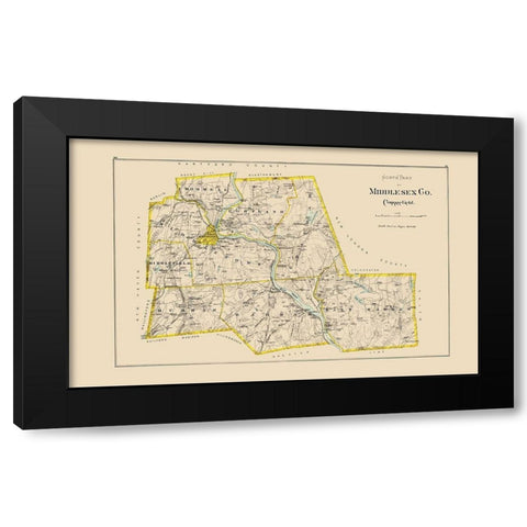 Middlesex  North Connecticut - Hurd 1893 Black Modern Wood Framed Art Print with Double Matting by Hurd