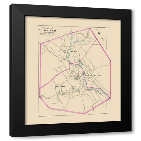 Naugatuck Connecticut - Hurd 1893 Black Modern Wood Framed Art Print by Hurd