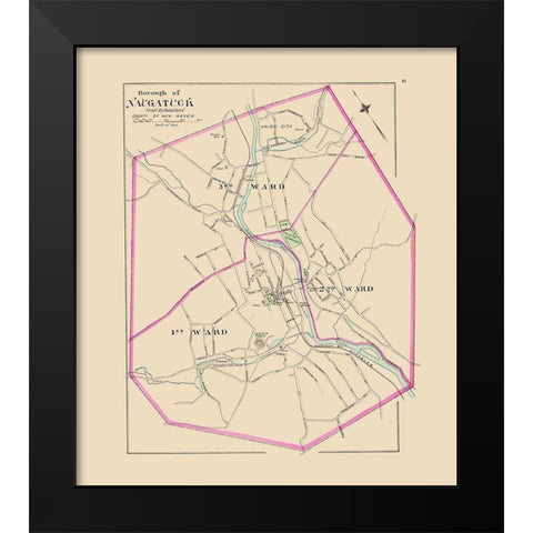 Naugatuck Connecticut - Hurd 1893 Black Modern Wood Framed Art Print by Hurd