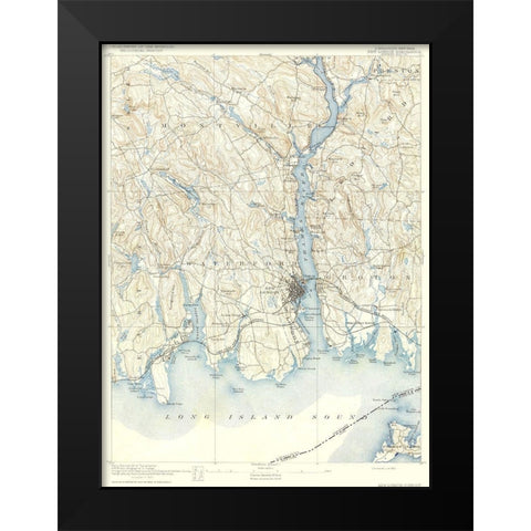 New London Connecticut New York Quad - USGS 1893 Black Modern Wood Framed Art Print by USGS