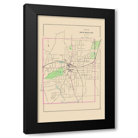 New Britain Connecticut - Hurd 1893 Black Modern Wood Framed Art Print with Double Matting by Hurd