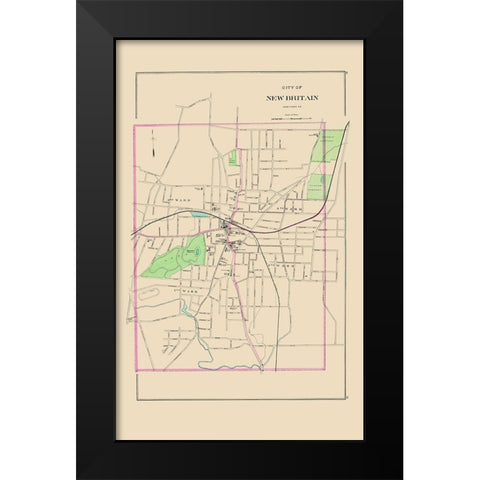 New Britain Connecticut - Hurd 1893 Black Modern Wood Framed Art Print by Hurd