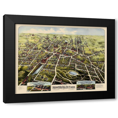 New Britain Connecticut - Bailey 1875 Black Modern Wood Framed Art Print by Bailey