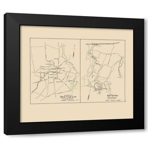 New Canaan, Rowayton Connecticut - Hurd 1893 Black Modern Wood Framed Art Print by Hurd