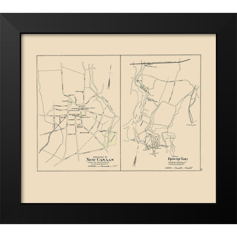 New Canaan, Rowayton Connecticut - Hurd 1893 Black Modern Wood Framed Art Print by Hurd