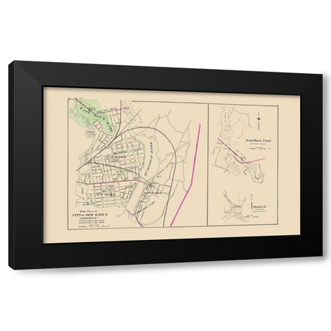 East New Haven Connecticut - Hurd 1893 Black Modern Wood Framed Art Print with Double Matting by Hurd