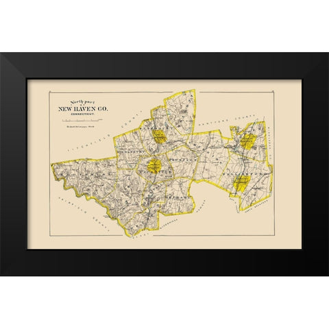 New Haven  North Connecticut - Hurd 1893 Black Modern Wood Framed Art Print by Hurd