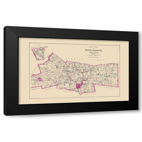 New London  North Connecticut - Hurd 1893 Black Modern Wood Framed Art Print by Hurd