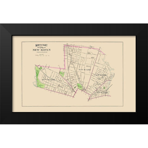 New Haven, North Connecticut North Part - Hurd Black Modern Wood Framed Art Print by Hurd