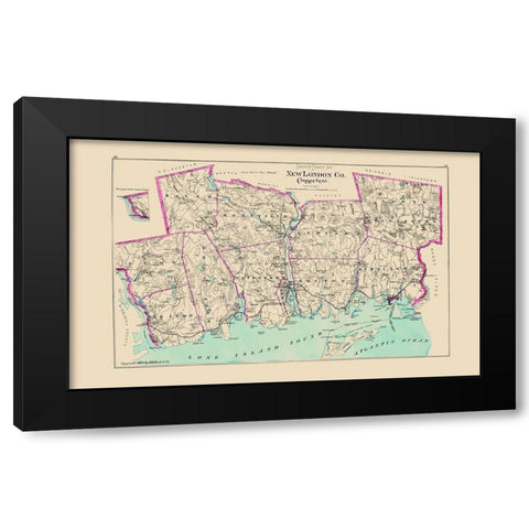 New London  South Connecticut - Hurd 1893 Black Modern Wood Framed Art Print by Hurd