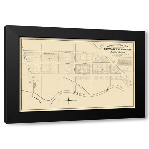 New Haven Connecticut -1835 Black Modern Wood Framed Art Print by Unknown