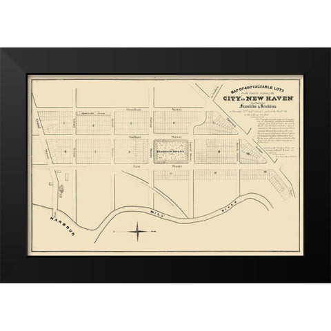 New Haven Connecticut -1835 Black Modern Wood Framed Art Print by Unknown