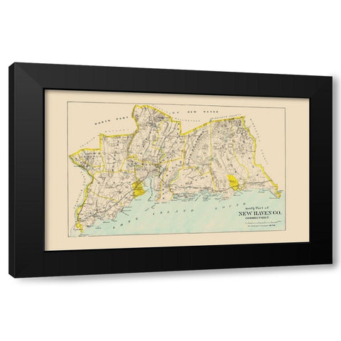 New Haven  South Connecticut - Hurd 1893 Black Modern Wood Framed Art Print with Double Matting by Hurd