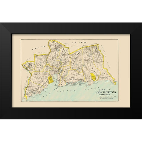 New Haven  South Connecticut - Hurd 1893 Black Modern Wood Framed Art Print by Hurd