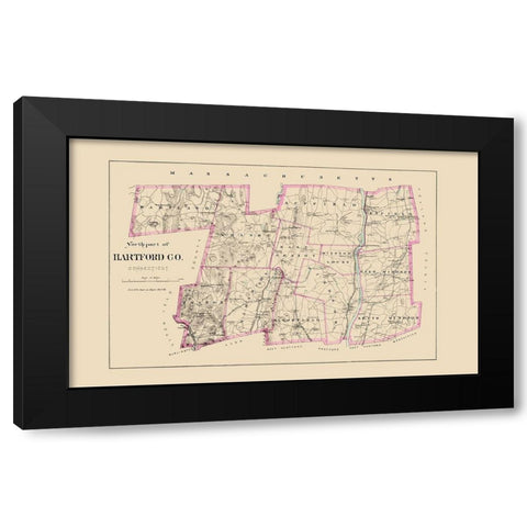Hartford  North Connecticut - Hurd 1893 Black Modern Wood Framed Art Print with Double Matting by Hurd