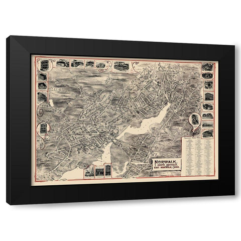 Norwalk Connecticut - Bailey 1899 Black Modern Wood Framed Art Print with Double Matting by Bailey