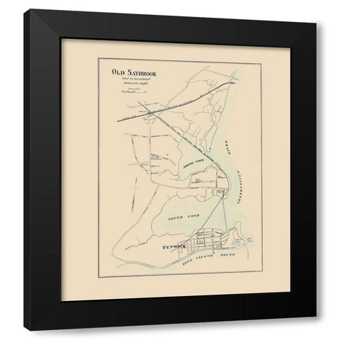 Old Saybrook Connecticut - Hurd 1893 Black Modern Wood Framed Art Print by Hurd