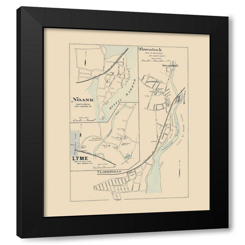 Pawcatuck, Noank, Lyme Connecticut - Hurd 1893 Black Modern Wood Framed Art Print by Hurd