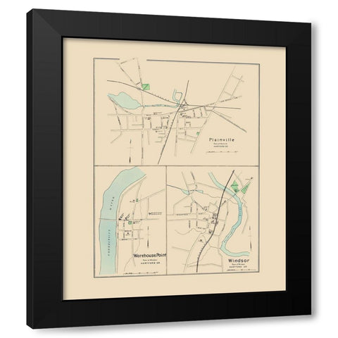 Plainville, Warehouse Point, Windsor Connecticut Black Modern Wood Framed Art Print by Hurd