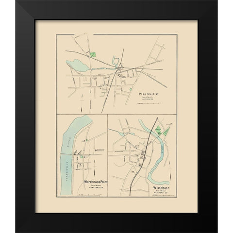 Plainville, Warehouse Point, Windsor Connecticut Black Modern Wood Framed Art Print by Hurd