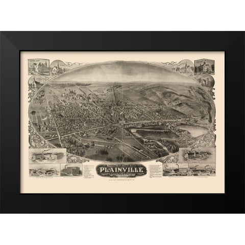 Plainville Connecticut - Bailey 1907  Black Modern Wood Framed Art Print by Bailey