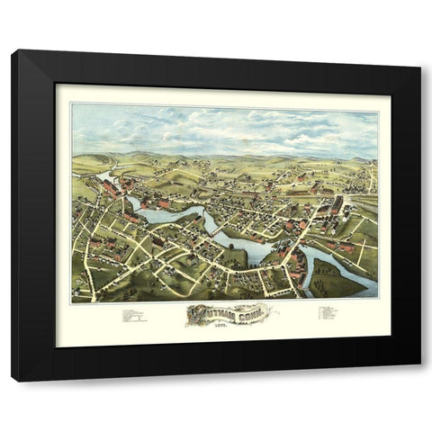 Putnam Connecticut - Bailey 1877  Black Modern Wood Framed Art Print with Double Matting by Bailey