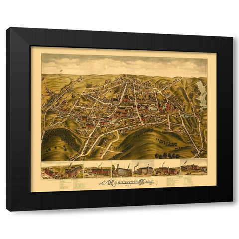 Rockville Connecticut - Bailey 1877  Black Modern Wood Framed Art Print with Double Matting by Bailey